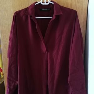 zara red burgundy shirt